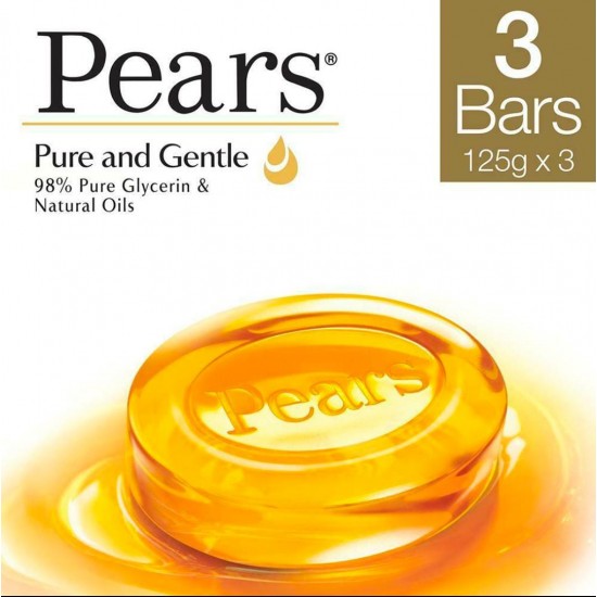 Pears Pure & Gentle Soap with Natural Oils 125G (Pack of 3)