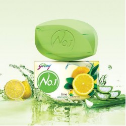 Godrej No.1 Lime & Aloe Vera Bathing Soap, Gives Fresh & Soft Skin 600G ( 4U )