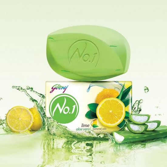 Godrej No.1 Lime & Aloe Vera Bathing Soap, Gives Fresh & Soft Skin 600G ( 4U )