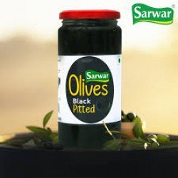 SARWAR OLIVES BLACK PITTED 450G