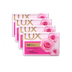Lux Soft Glow Soap - Rose & Vitamin E, 7 Beauty Ingredients, For Soft & Smooth Skin, 41G (4U)