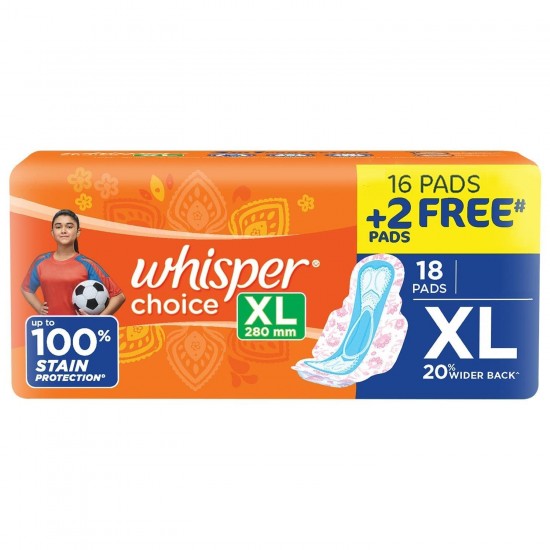 Whisper Choice Regular XL 18 Pads
